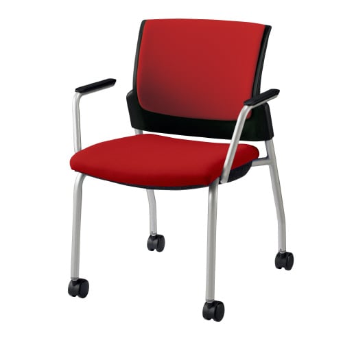 スターブ肘付・キャスター付背:パッド/座:レッド