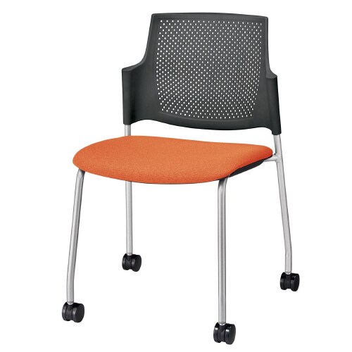 ルシーノキャスター付背ヌードBKシェル・オレンジ