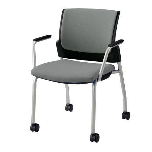 スターブ肘付・キャスター付背:パッド/座:グレー