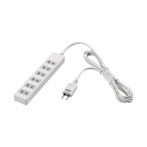 2ピン式電源タップ 雷サージ 6個口5m ホワイト