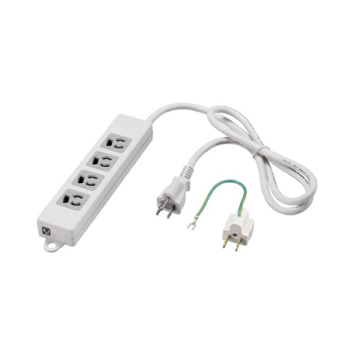 3ピン式電源タップ 4個口3m 変換アダプター付