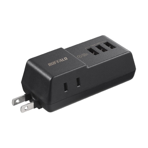 コンセント付きAC充電器3.6AブラックUSB×3