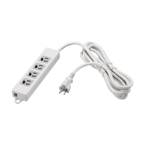 3ピン式電源タップ 2重構造 4個口5m ホワイト