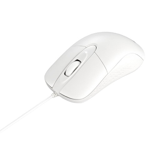 有線光学3ボタン防水防塵マウス ホワイト 簡易包装