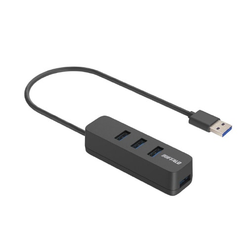 USB−Aバスパワー上挿しハブ 磁石 ブラック