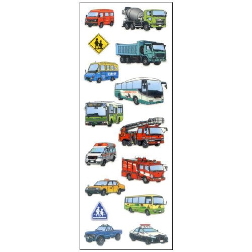 ラメ入りシールいろんなクルマ 1セット(10枚入)