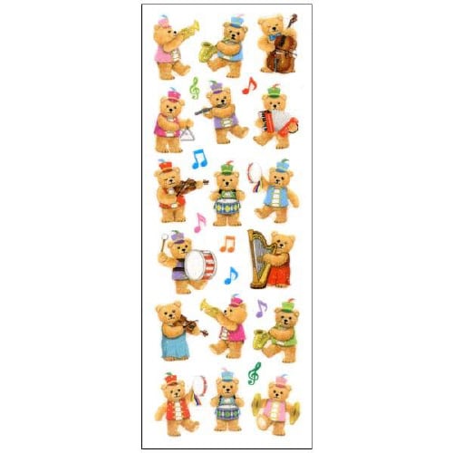 ラメ入りシール ベアー 音楽 1セット(10枚入)