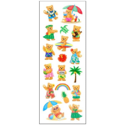 ラメ入りシールベアインハワイ 1セット(10枚入)