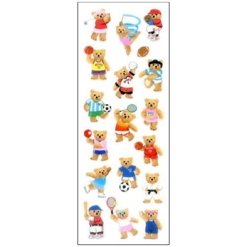 ラメ入りシールベアスポーツ1セット(10枚入)