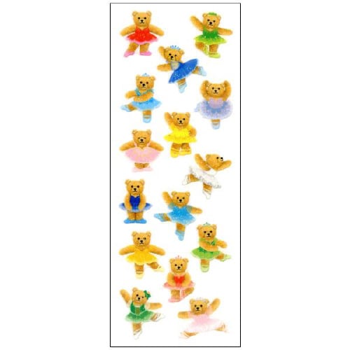 ラメ入りシールベアーバレリーナ1セット(10枚入)