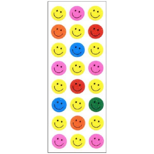 ラメ入りシールカラフルスマイル1セット(10枚入)