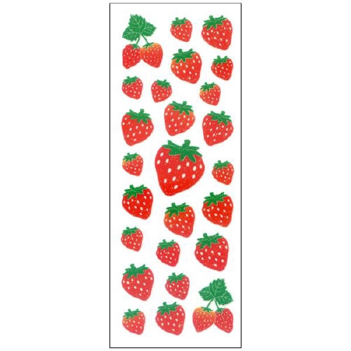 ラメ入りシール イチゴ 1セット(10枚入)