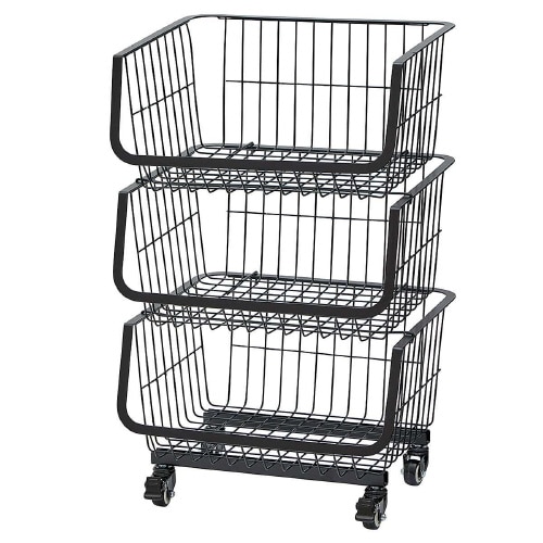 スタッキングワイヤーラック ブラック 3段