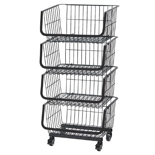 スタッキングワイヤーラック ブラック 4段