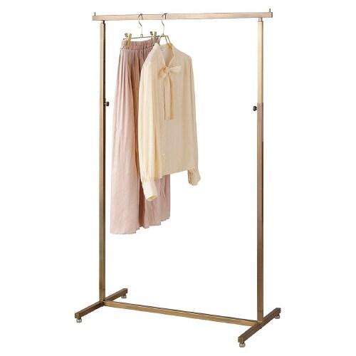 アンティークゴールドハンガーラック角パイプ W90