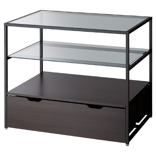 3段テーブル トロッコ付き ブラック脚 Dブラウン