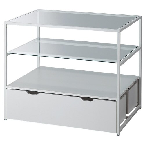 3段テーブル トロッコ付き ホワイト脚 ホワイト