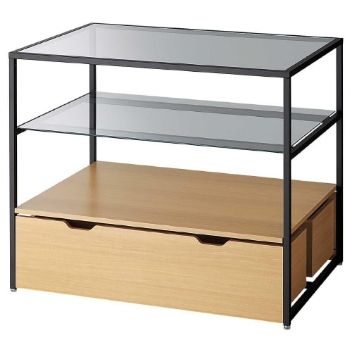 3段テーブル トロッコ付き ブラック脚 エクリュ