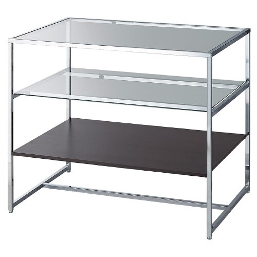 3段テーブル クローム脚 ダークブラウン