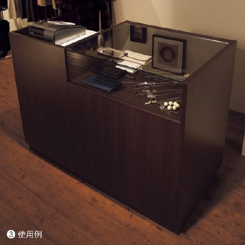 引戸型ショーケース付レジ台 W120 Dブラウン