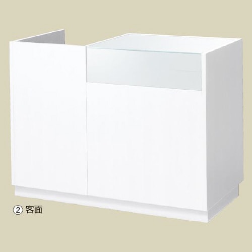 引戸型ショーケース付レジ台 W120 ホワイト