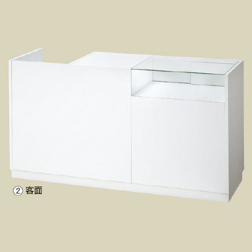 引戸型ショーケース付レジ台 W167.5 ホワイト