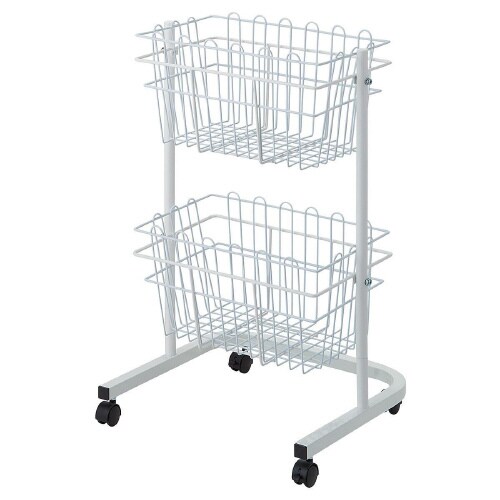 角型投げ込みバスケット 2段 ホワイト