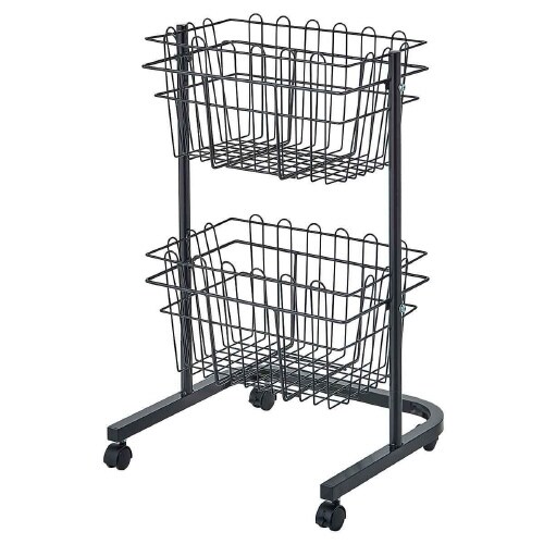 角型投げ込みバスケット 2段 ブラック