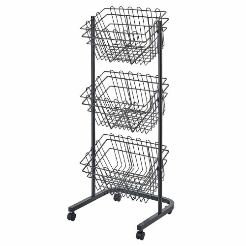 角型投げ込みバスケット 3段 ブラック