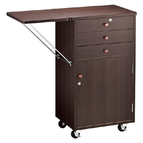 木製作業台 錠付き ダークブラウン
