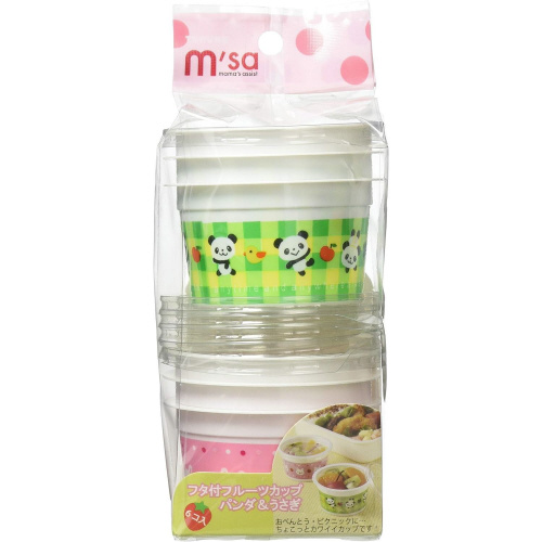 フタ付フルーツカップパンダ&うさぎ6個入3セット
