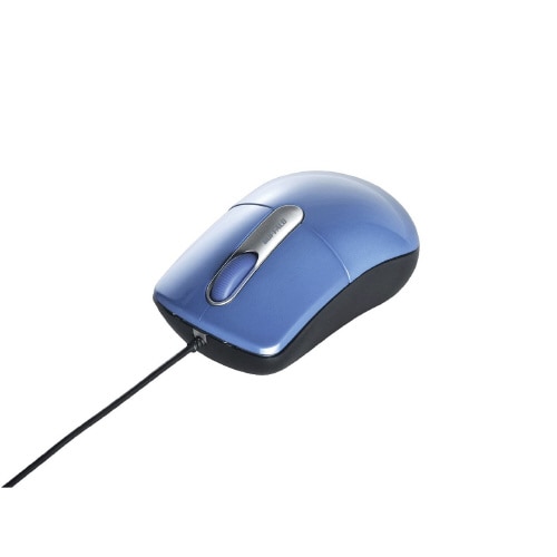 有線光学式マウス 静音/3ボタン/Mサイズ ブルー