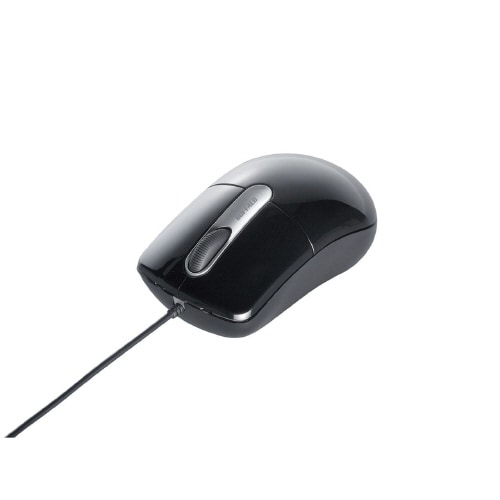 有線光学式マウス静音/3ボタン/Mサイズ ブラック