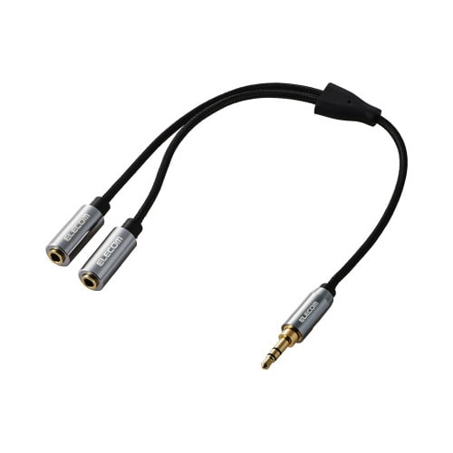 オーディオ分配ケーブルナイロンメッシュ0.2m黒