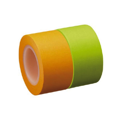 強粘着ロール付箋 詰替 25mm 橙・緑x5