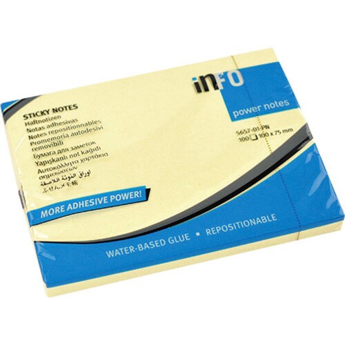 パワーノーツ強粘着100×75mmパステルイエロー