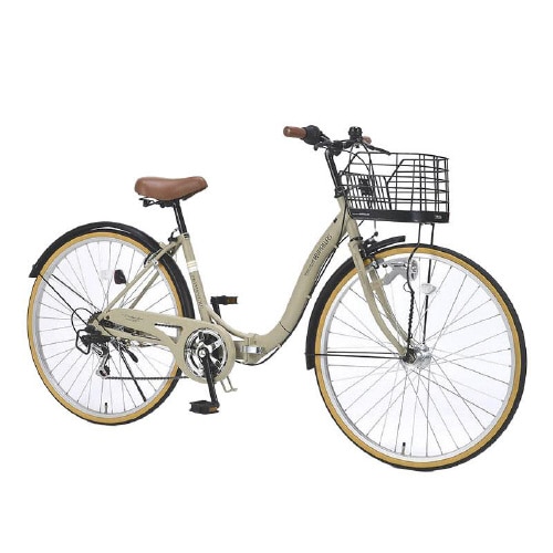 折畳シティサイクル26・6段ギア サンドベージュ