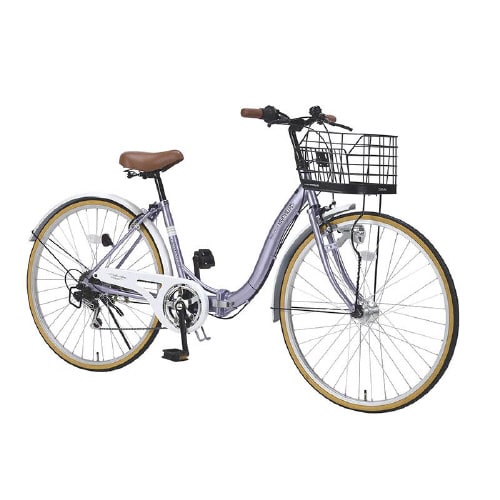 折畳シティサイクル26・6段ギア ラベンダーパール