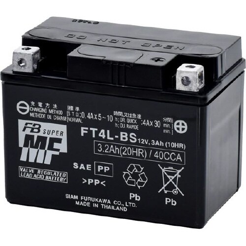バイク用バッテリー 液入充電済み FT4L−BS