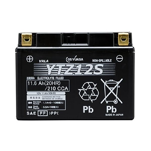 バイク用バッテリー 液入充電済み YTZ12S