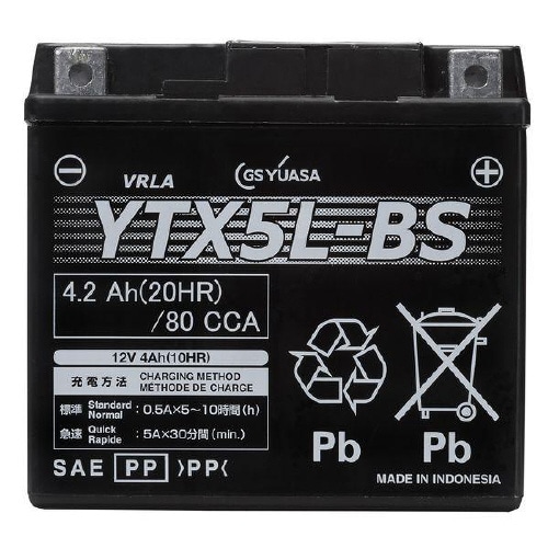 バイク用バッテリー 液入充電済み YTX5L−BS