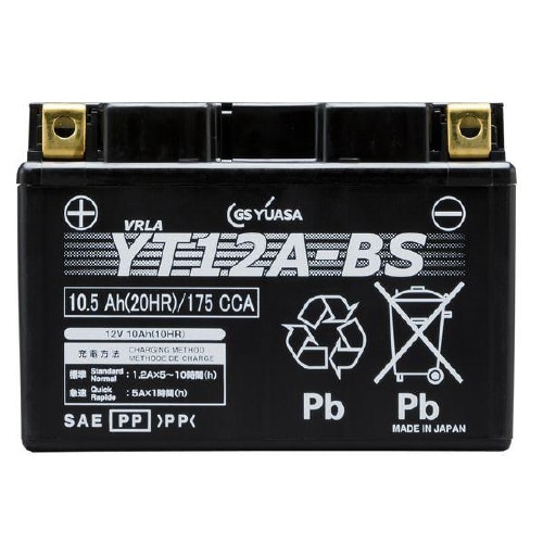 バイク用バッテリー 液入充電済み YT12A−BS