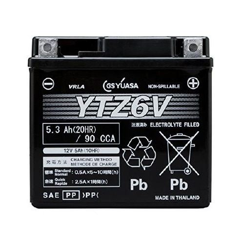 バイク用バッテリー 液入充電済み YTZ6V