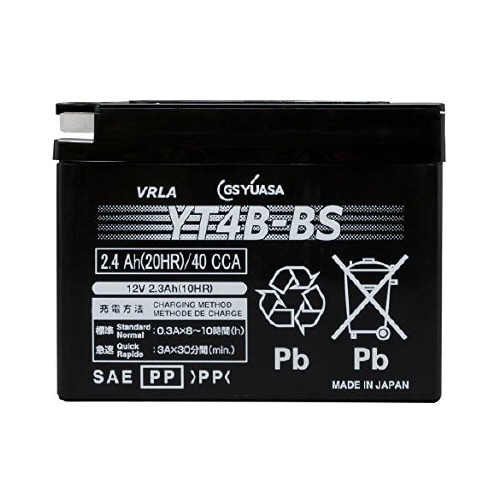 バイク用バッテリー 液入充電済み YT4B−BS