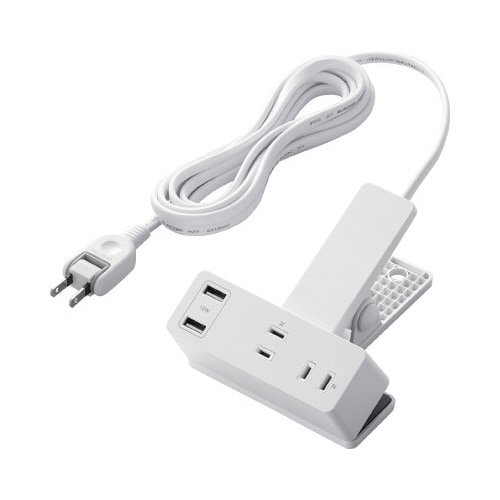 USBクリップタップ USBA×2 3.0m 白