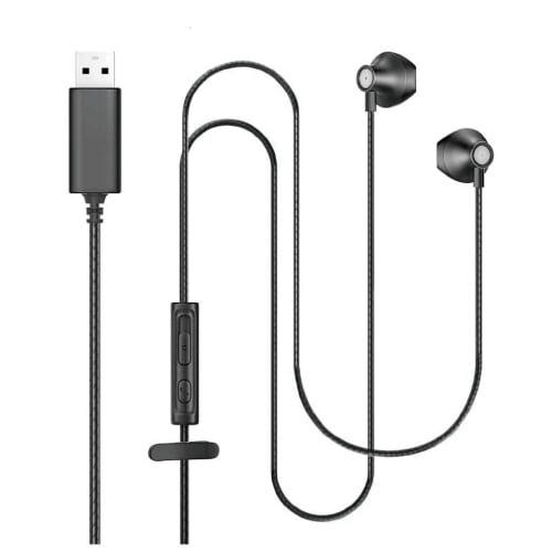 マイク付きイヤホン(インイヤータイプ)ブラック