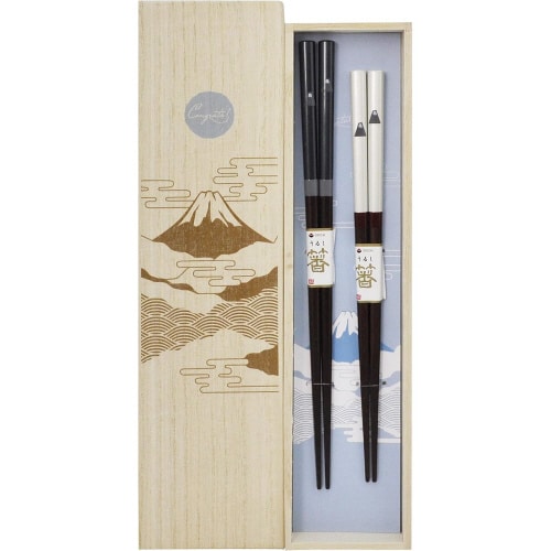 箸 桐箱入富士ペア ブラック/ホワイト