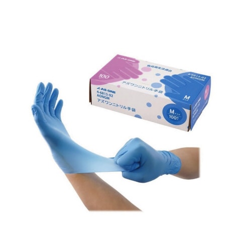 アズワン ニトリル手袋 Mサイズ 100枚入り