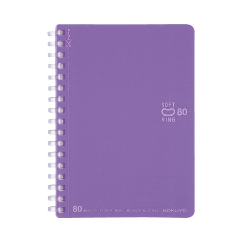 ソフトリングノートドット入り罫線 A6紫x5