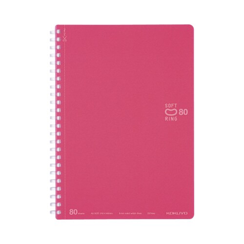 ソフトリングノートドット入罫線A5ライトピンクx5